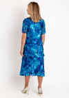 Allison Printed Silk Layered Midi Dress, Royal Blue