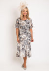 Allison Printed Silk Layered Midi Dress, Beige