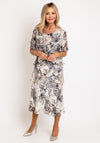 Allison Printed Silk Layered Midi Dress, Beige