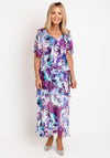 Allison Floral Silk Layered Midi Dress, Purple