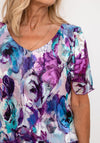 Allison Floral Silk Layered Midi Dress, Purple
