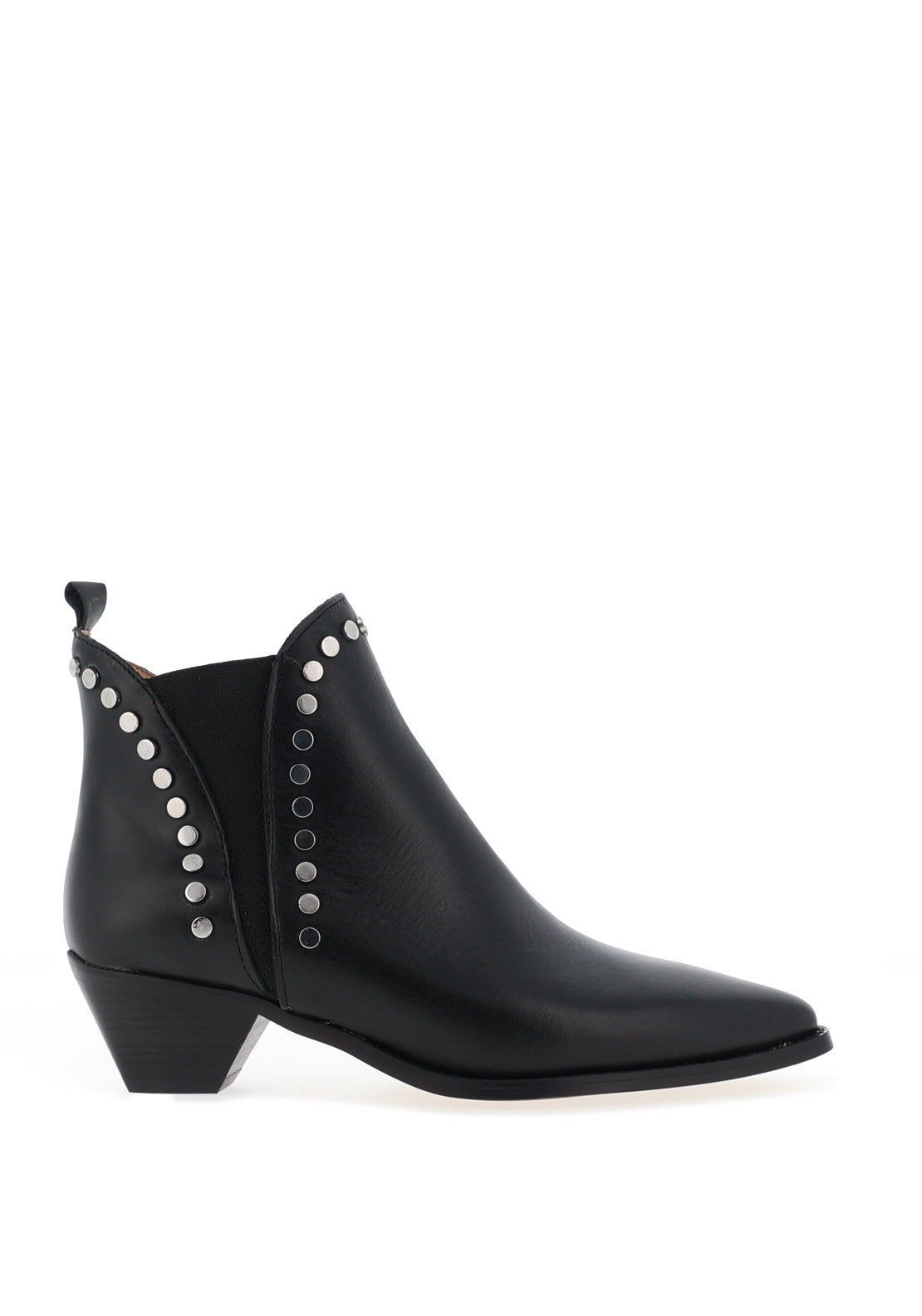 Alpe Leather Stud Block Heel Boots, Black