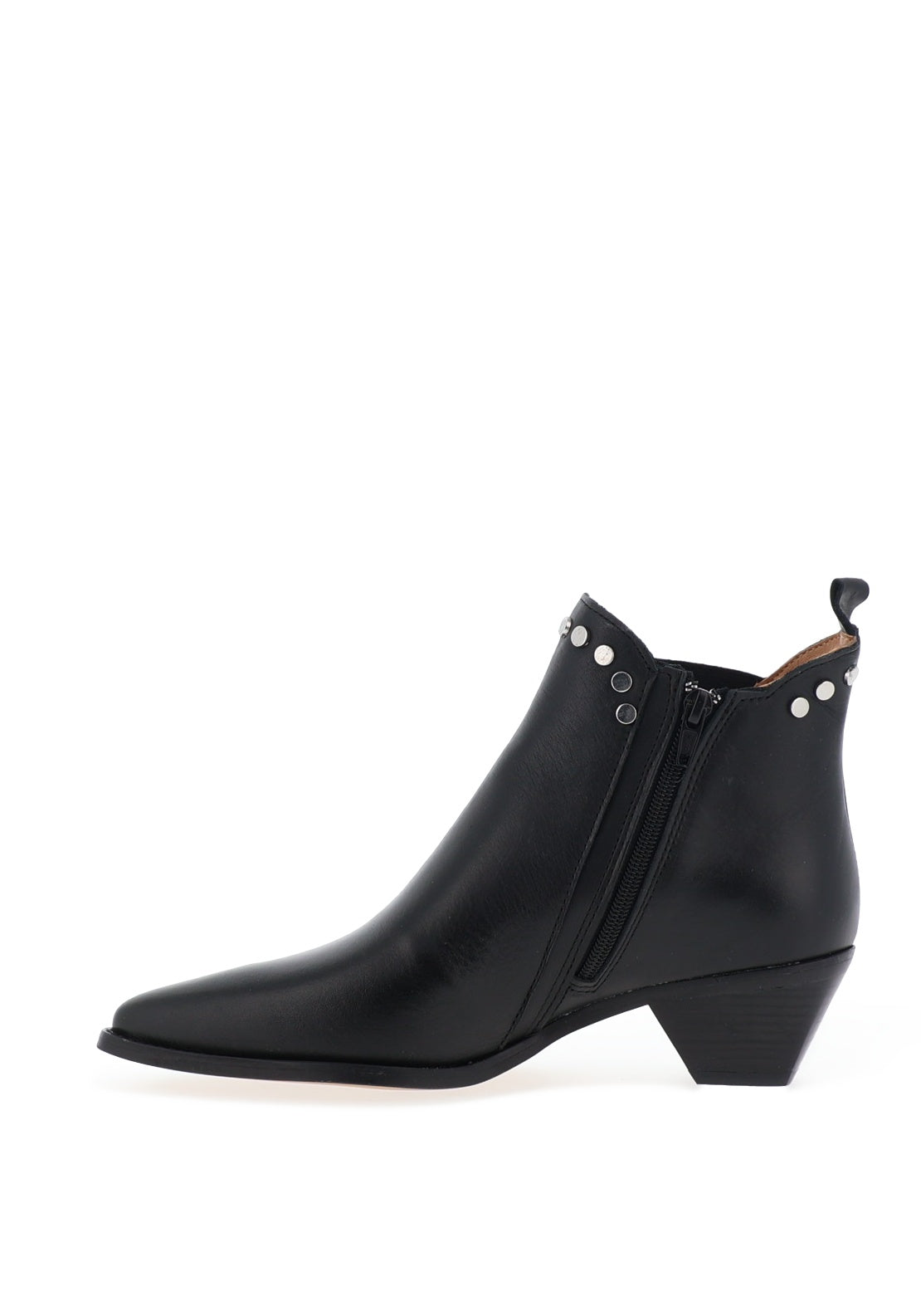 Alpe Leather Stud Block Heel Boots, Black