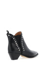 Alpe Leather Stud Block Heel Boots, Black
