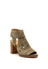 Alpe Suede Laser Cut out Peep Toe Sandals, Green