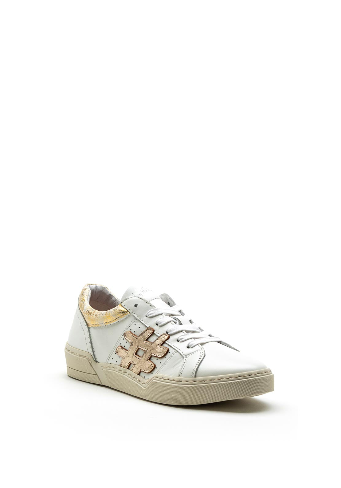 Amy Huberman Just Married Hashtag Design Leather Trainer, White