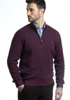 Andre Clifden Cotton Half Zip Sweater, Burgundy