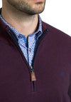 Andre Clifden Cotton Half Zip Sweater, Burgundy