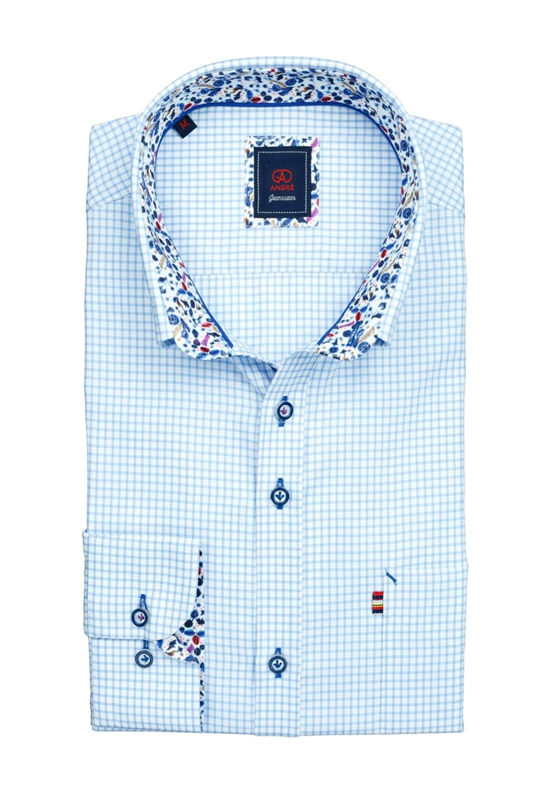 Andre Ian Long Sleeve Check Shirt, Blue