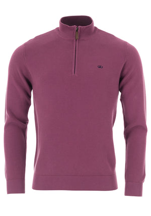 Andre Paris Cotton Half Zip Jumper, Grape