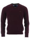 Andre Valencia Cotton V-Neck Sweater, Burgundy