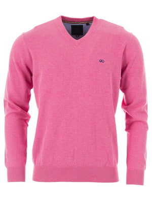 Andre Valencia Cotton V-Neck Sweater, Pink