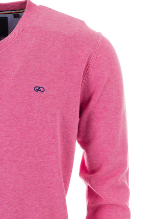 Andre Valencia Cotton V-Neck Sweater, Pink