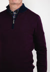 Andre Half Zip Howth Sweater, Purple & Navy