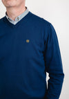 Andre Spiddal Long Sleeve V-Neck Sweater, Navy