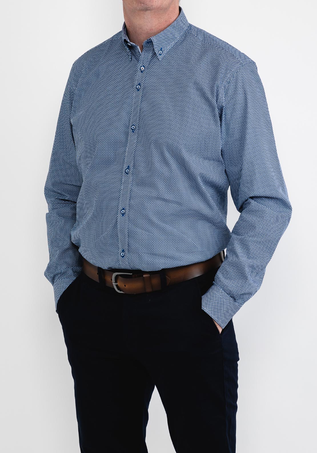 Andre Ian Diamond Print Shirt, Navy