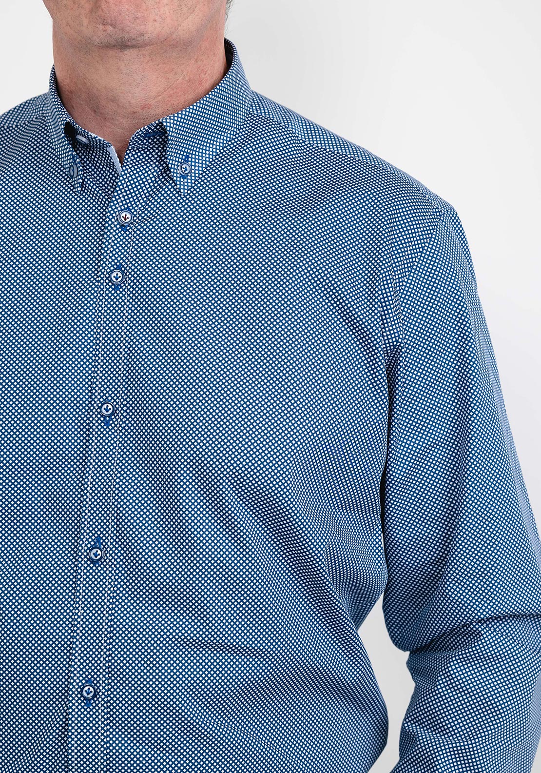 Andre Ian Diamond Print Shirt, Navy