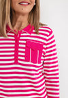 Anonymous Striped Polo Collar Sweater, Pink