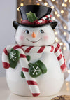 Aynsley Candy Cane Snowman Cookie Jar