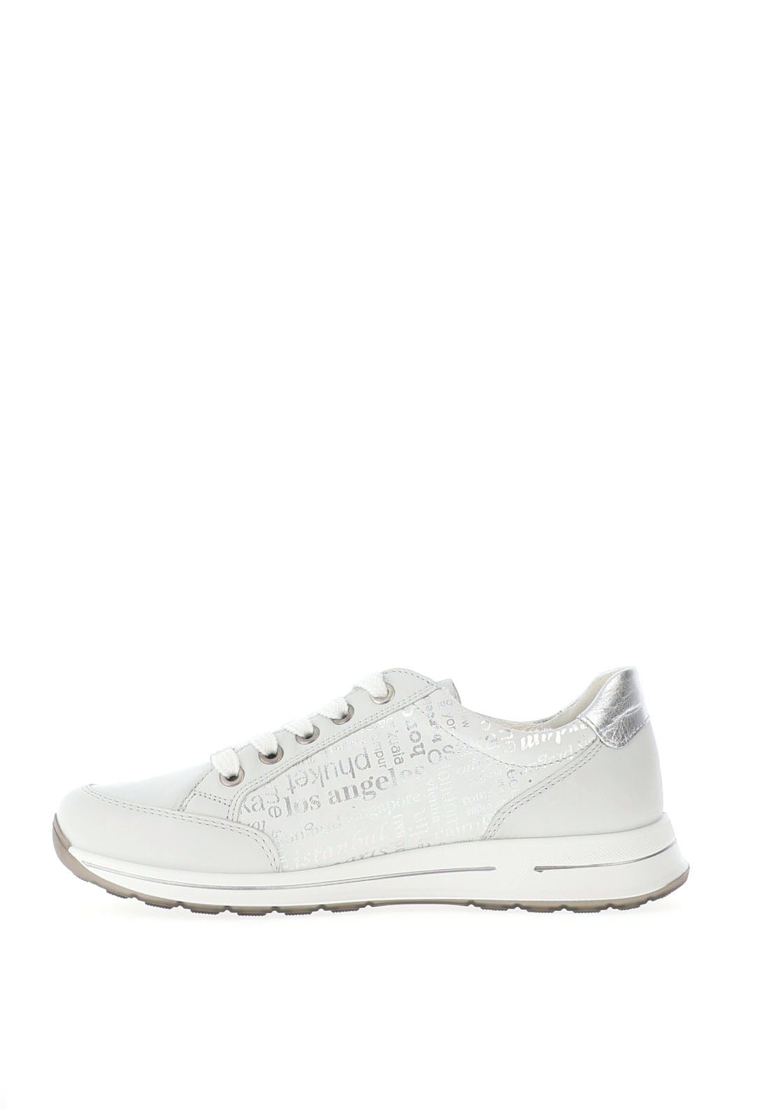 Ara Osaka 2.0 Leather Printed Side Zip Trainers, White
