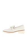 Ara Pebbled Leather Chain Loafers, Cream