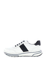 Ara Leather Navy Trim Trainers, White