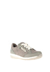 Ara Leather Shimmer Side Zip Trainers, Grey