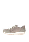 Ara Leather Wide Fit Shimmer Side Zip Trainers, Grey