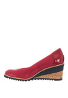 Bioeco by Arka Leather Textured Wedged Shoes, Red