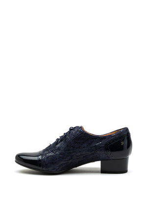 Bioeco by Arka Block Heel Brogue Shoes, Navy