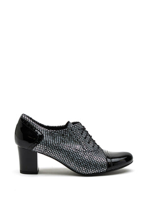 Bioeco by Arka High Block Heel Brogue Shoes, Black