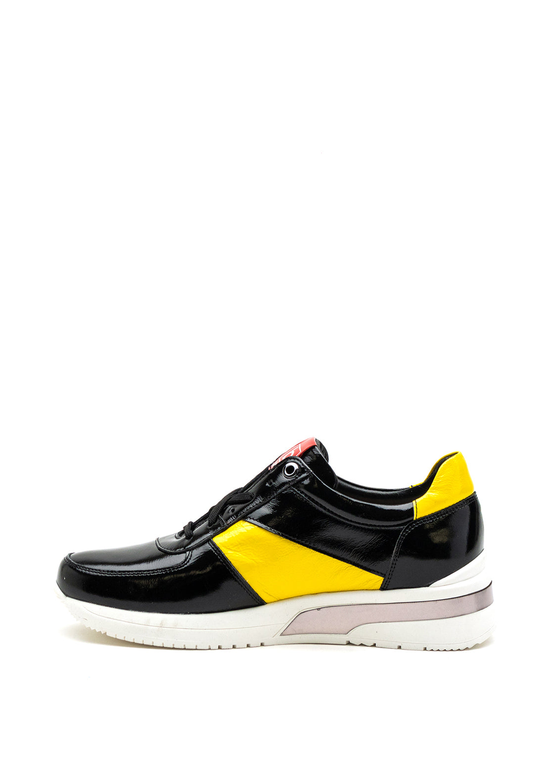 Bioeco by Arka Patent Colour Block Trainer, Black Yellow