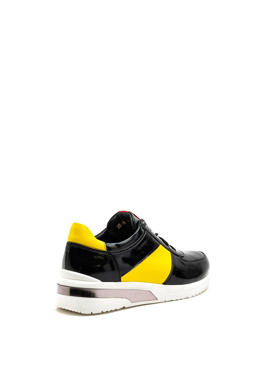 Bioeco by Arka Patent Colour Block Trainer, Black Yellow