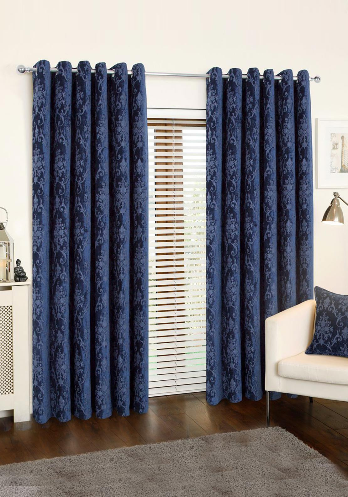 Aura Ashford Chen 90 x 90 Eyelet Curtains, Navy