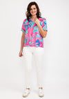 Avalon Jade Tropical Leaf Top, Pink Multi