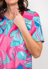 Avalon Jade Tropical Leaf Top, Pink Multi