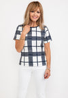 Avalon Check Print Jacket & Top Twinset, Navy & White