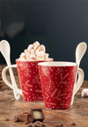 Aynsley Twig Hot Chocolate Mug and Spoon Set of 2, Red