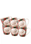 Aynsley Tartan Reindeer Set of 6 Mugs, Red