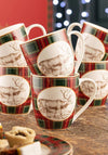 Aynsley Tartan Reindeer Set of 6 Mugs, Red
