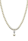 Absolute Jewellery Pearl Necklace with Pave Set Pearl Drop, Pearl