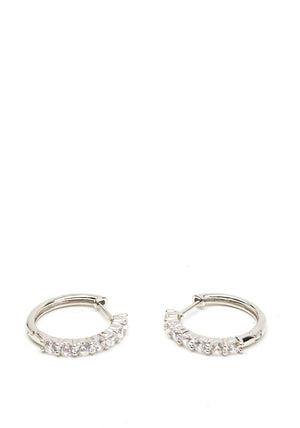Absolute Diamante Hoop Earrings, Silver