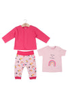 Babybol Baby Girl Rainbow Three Piece Set, Pink