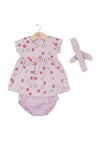 Babybol Baby Girl Three Piece Dress Pant and Headband Set, Purple Multi
