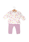 Babybol Baby Girl Pastel Top and Jogger Set, White Multi