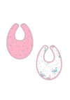 Babybol Baby Girl Set of Two Heart Bibs, Pink Multi