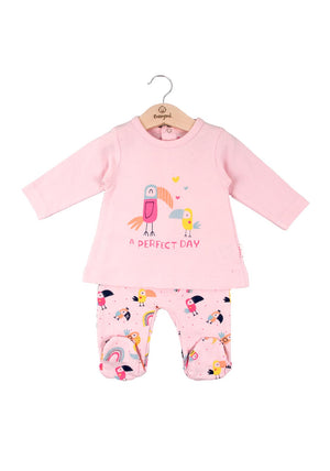 Babybol Baby Girl Two Piece Top and Bottom Set, Pink Multi