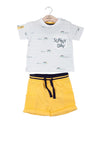 MiniBol Boy Sunny Day Tee and Short Set, White Multi