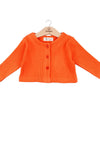 Minibol Girl Crop Rib Knit Cardigan, Orange