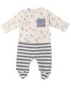 Babybol Baby Boys Bear Two Piece Set, Beige Blue